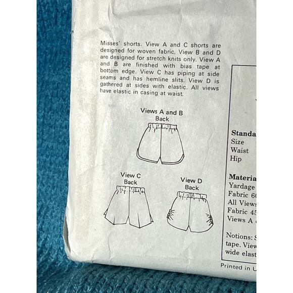 Kiwi Sew 1068 Pattern shorts hot pants 1980s size xs S M L - Picture 4 of 6